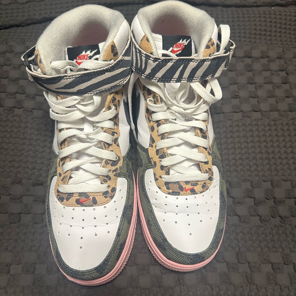 Nike Air Force 1 '07 Mid Animal Print Pink Black White Leopard Cheetah Zebra - Picture 2 of 6